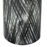 Benjara Black and White Ceramic Lidded Ginger Jar with Criss Cross Pattern and Gold Lid thumbnail 2