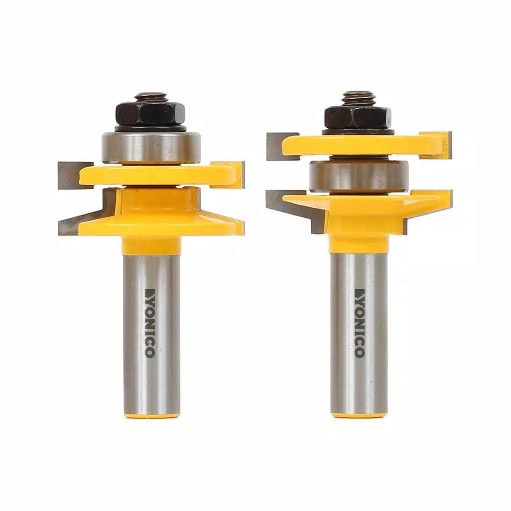 Yonico 2-Piece Rail and Stile Bevel Router Bit Set, 1/2 in. Shank, Carbide Tipped