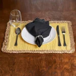 LR Home Sunny Day Yellow Jute Bordered Cotton Placemats, Set of 4 thumbnail 2