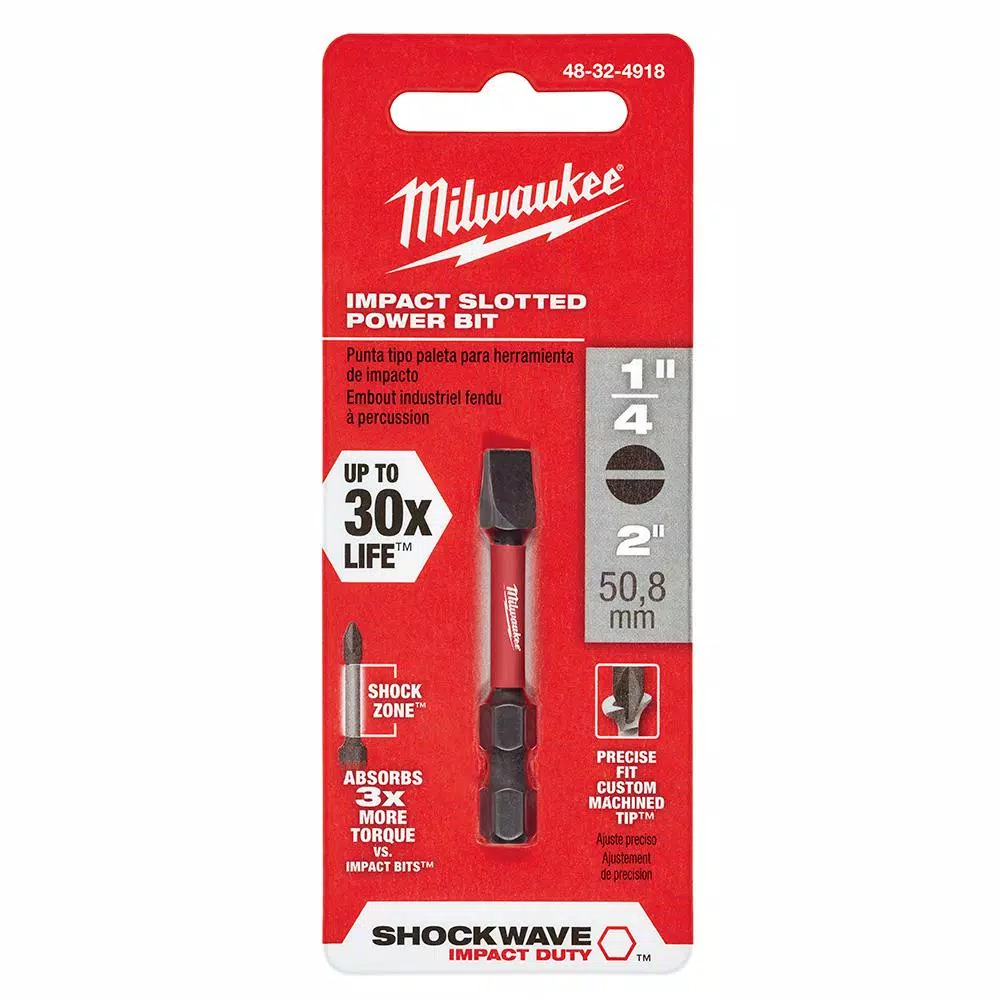 Milwaukee SHOCKWAVE Impact Duty 2 in. Slotted Power Bit, 1/4 in. Hex Shank
