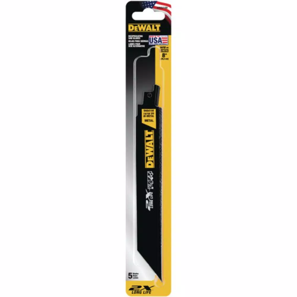 DEWALT 8 in. Premium Metal Reciprocating Saw Blades, 14/18 TPI, 5-Pack