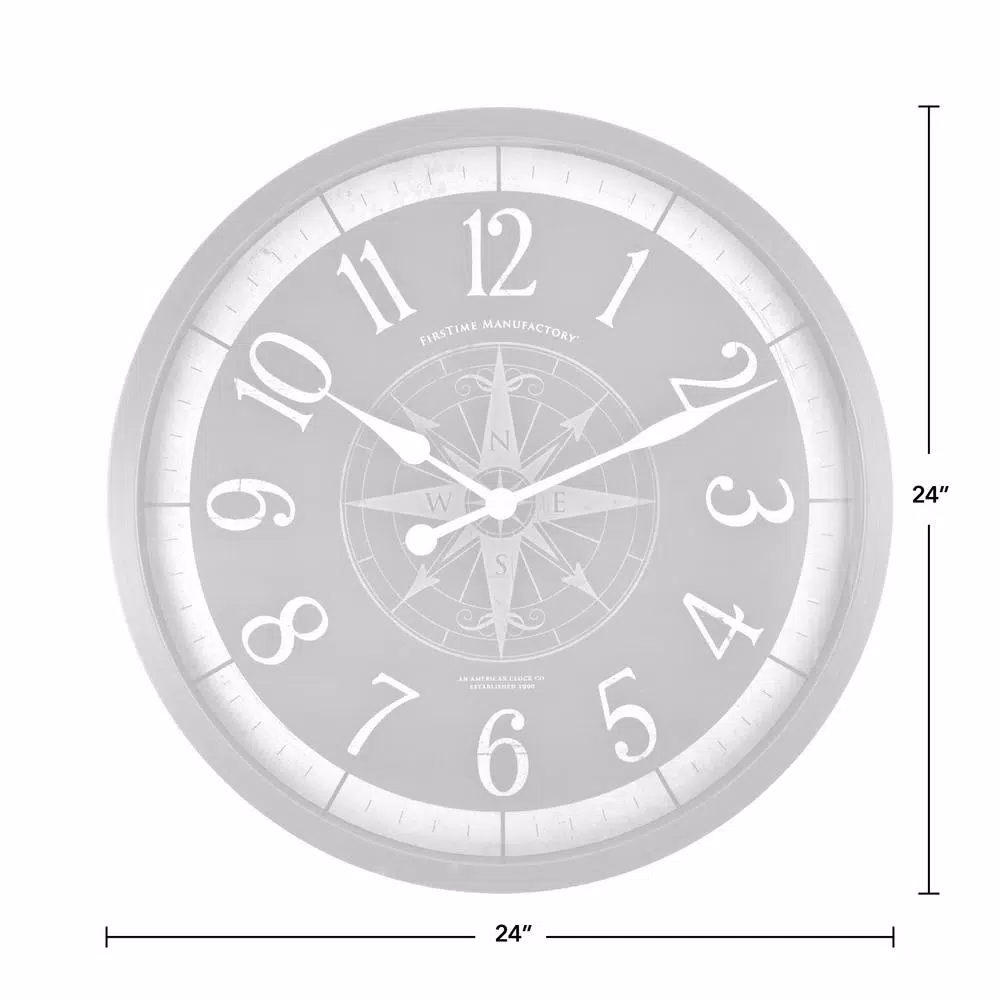 FirsTime 24 in. Compass Rose Wall Clock - Oil Rubbed Bronze Industrial Decor