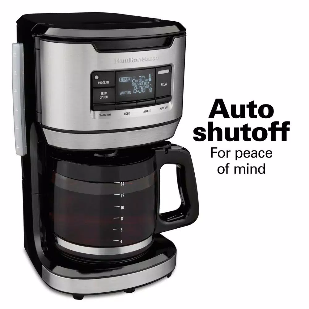 Hamilton Beach 14-Cup Programmable Drip Coffee Maker with Front-Fill Design, Black