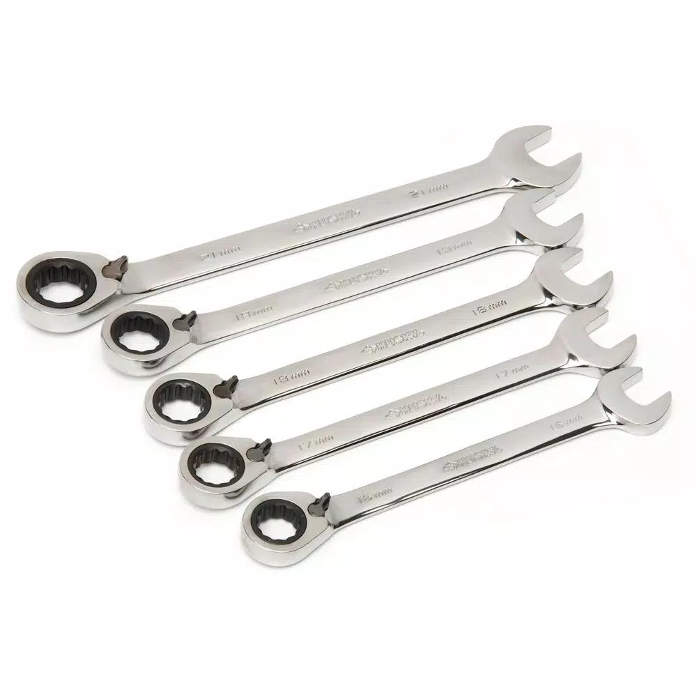 Husky 5-Piece Metric Reversible Ratcheting Wrench Set, Large Sizes