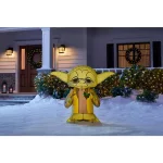 Star Wars Yoda 3 ft. Inflatable Holiday Decoration with Holly Berry and LED Lights thumbnail 2