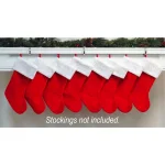 Haute Decor MantleClip Stocking Holder with Silver Rod, Adjustable Mantel Stocking Hanger (4-Pack) thumbnail 2