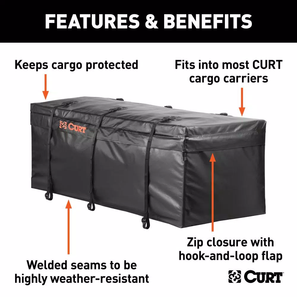 CURT 56" x 22" x 21" Water Resistant Hitch Cargo Bag, 15 cu. ft. Storage