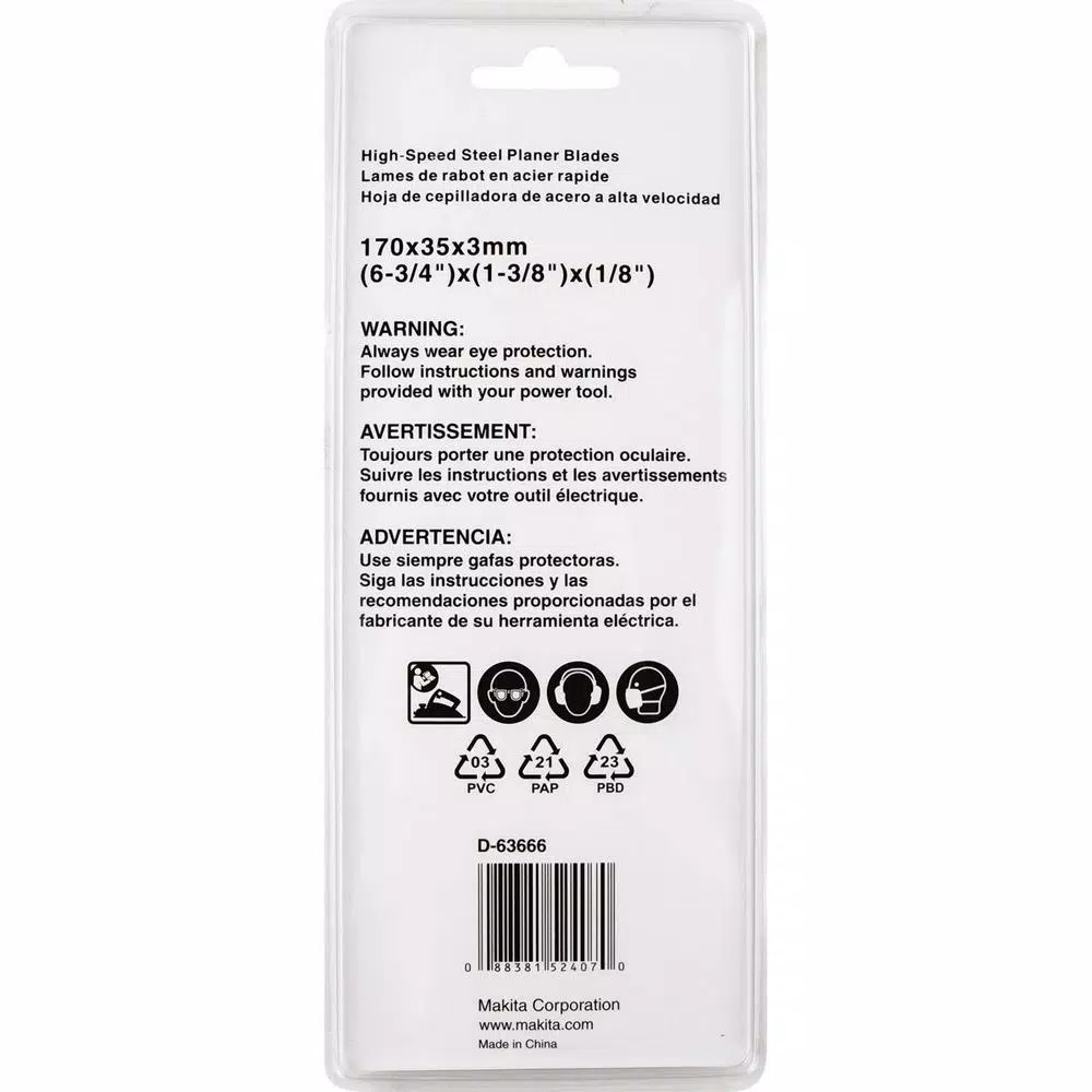 Makita 6-3/4 in. Planer Blades for Model 1806B, High Speed Steel (2-Pack)