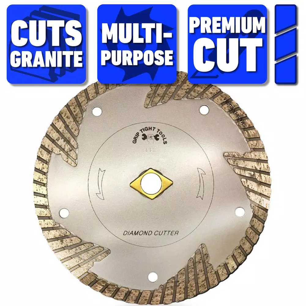 GRIP TIGHT TOOLS 7 in. Premium Deep Turbo Cut Diamond Blade for Granite, Marble, Concrete, and Masonry