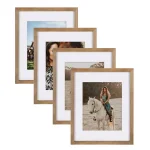 DesignOvation Gallery Rustic Brown Wood Picture Frame Set, 11x14 in. Matted to 8x10 in. (Set of 4) thumbnail 1