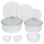 Corningware French White 10-Piece Ceramic Bakeware Set with Lids thumbnail 1