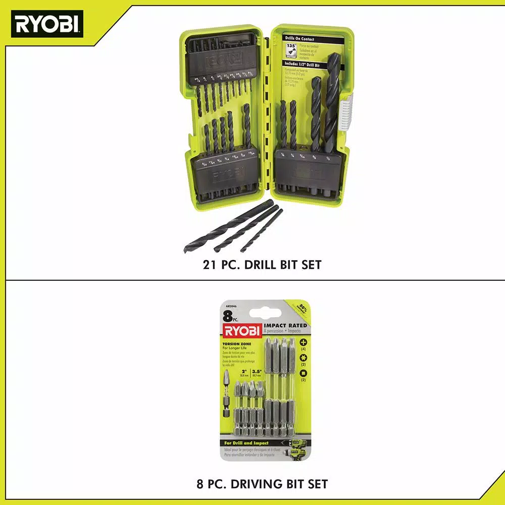RYOBI 29-Piece Black Oxide Drill Bit Set and Impact Rated Driving Bit Set
