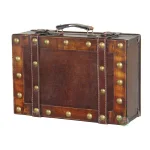 Vintiquewise Antique Style Small Wooden Treasure Box - Rustic Decorative Suitcase with Handle thumbnail 2