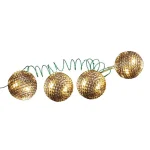 Unbranded Starlite Creations 4-Piece Gold Tinsel LED Christmas Ornament Set, 36 Lights, 4 in. thumbnail 2