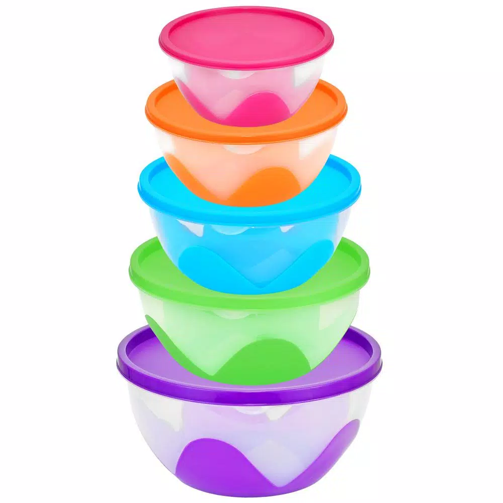 Southern Homewares 5-Piece Multi-Purpose Nested and Stackable Food Storage Bowl Set with Silicone Lids