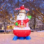 JOYDECOR 6 ft. Santa Claus on Helicopter Christmas Inflatable with Built-in LED Lights thumbnail 9