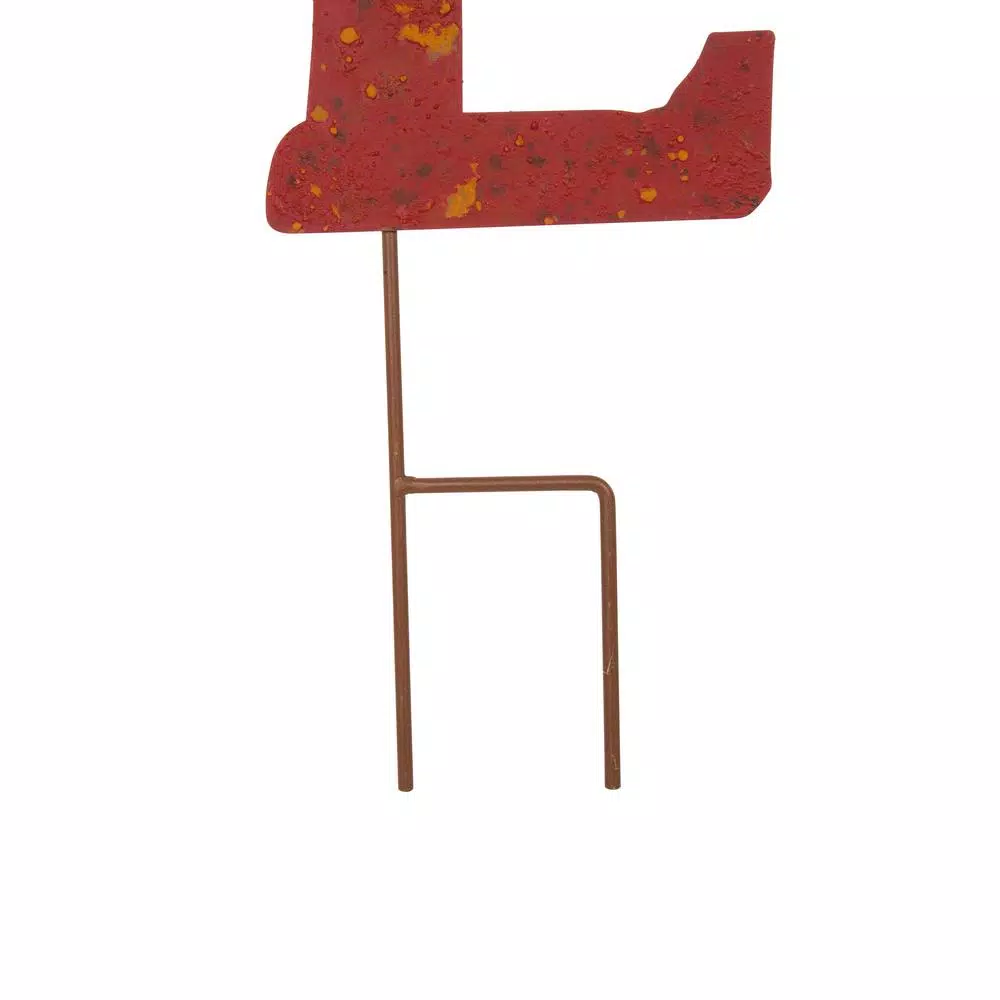 Glitzhome 36 in. Rusty Metal Noel Yard Stake and Wall Decor, Holiday Garden Ornament