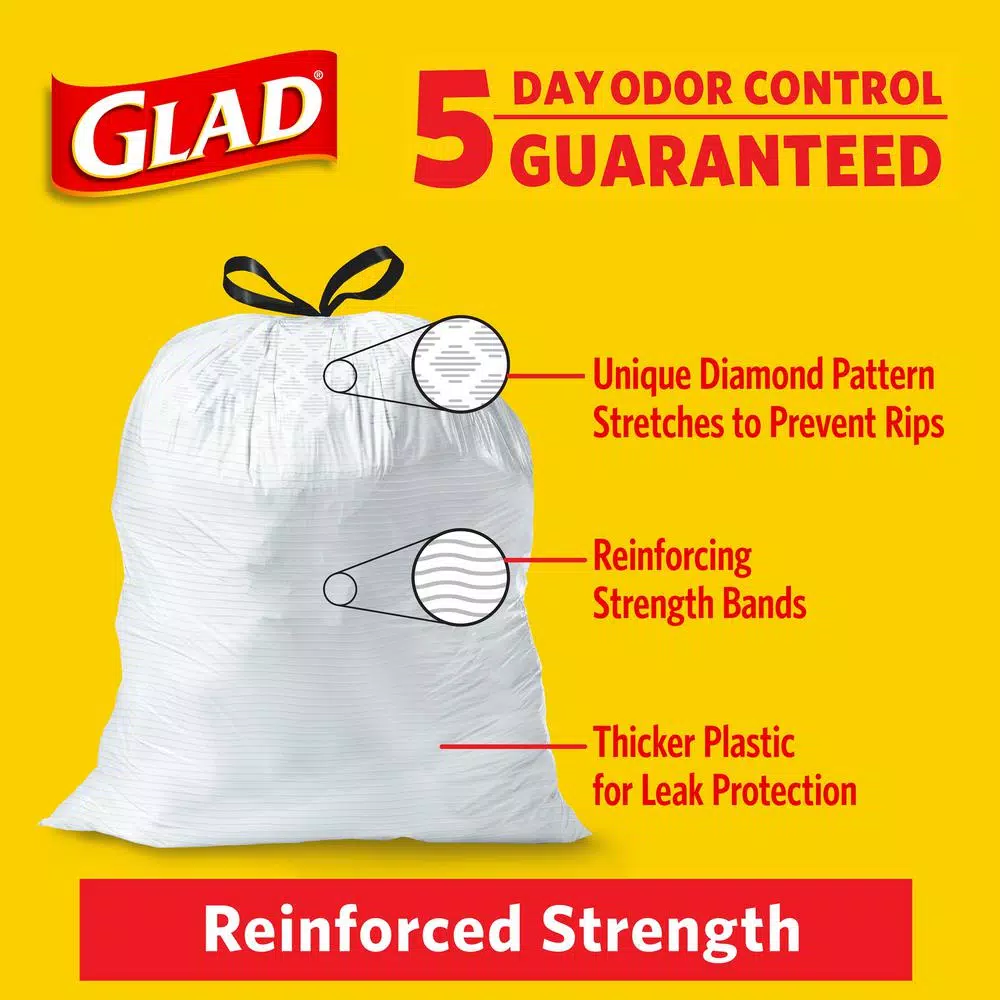 Glad 13 Gallon Tall Kitchen Drawstring Trash Bags, Febreze Hawaiian Aloha Odor Shield, 40-Count