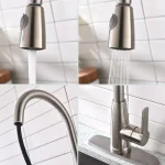 Vanity Art Brushed Nickel Single-Handle Pull-Down Kitchen Faucet with Spray Wand thumbnail 4