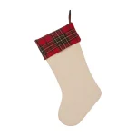 Glitzhome 21 in. Embroidered Linen Christmas Stocking - Red Truck, Tree & Plaid Design thumbnail 6