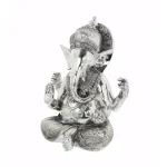 LITTON LANE 16 in. Antique Silver Sitting Ganesh Sculpture with Patterned Detailing thumbnail 4
