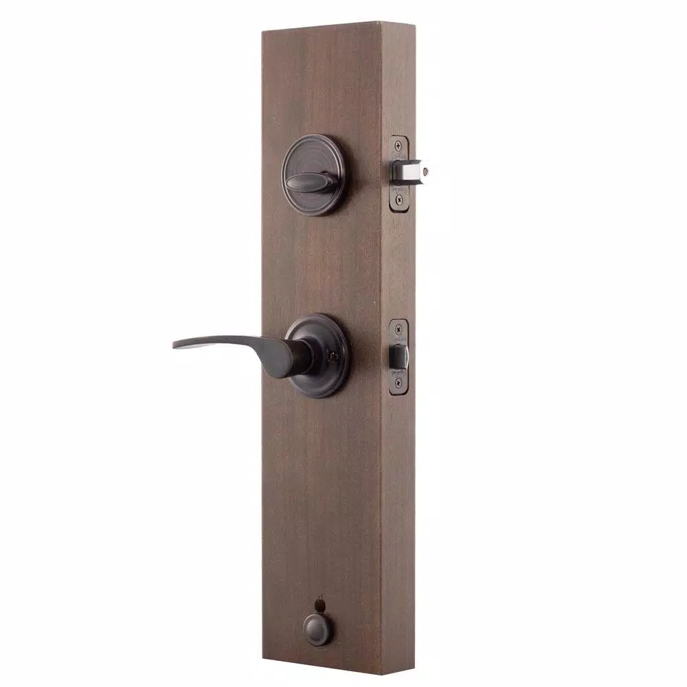 Copper Creek Craftsman Tuscan Bronze Front Door Handleset with Right-Hand Scandinavian Lever Trim