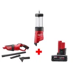 Milwaukee M12 12V Cordless LED Lantern/Flood Light & Compact Vacuum Kit with 3.0 Ah Battery thumbnail 1