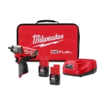 Milwaukee M12 FUEL 3/8 in. Brushless Cordless Impact Wrench Kit with Two 2.0 Ah Batteries and Charger thumbnail 1