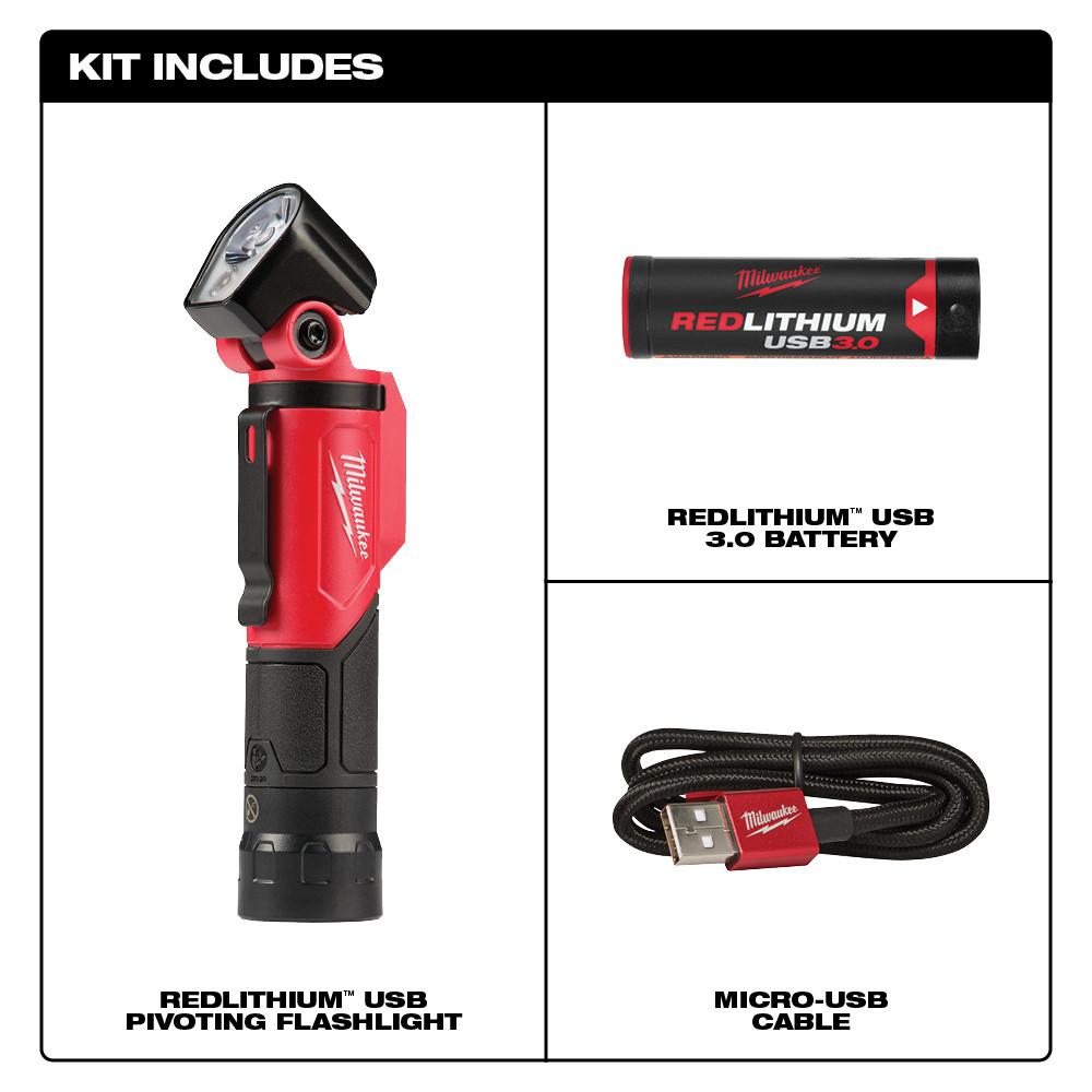Milwaukee 500 Lumen USB Rechargeable Pivoting LED Flashlight with TRUEVIEW Output