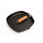 MasterPan 10 in. Cast Aluminum Nonstick Grill Pan with Pour Spout and Folding Wooden Handle, Black thumbnail 5