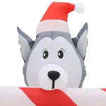 Home Accents Holiday 8 ft. W Pre-Lit Giant Airblown Inflatable Christmas Puppies with Candy Cane Scene thumbnail 6
