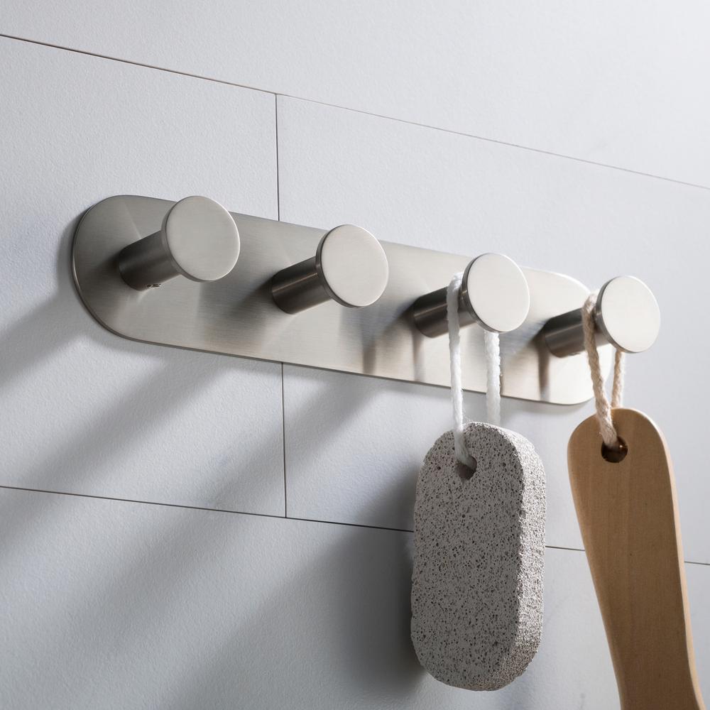 KRAUS Elie 4-Hook Bathroom Robe and Towel Rack, Brushed Nickel