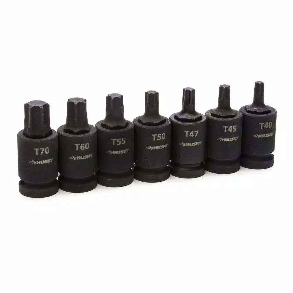 Husky 1/2 in. Drive Impact Torx Bit Socket Set, 7-Piece