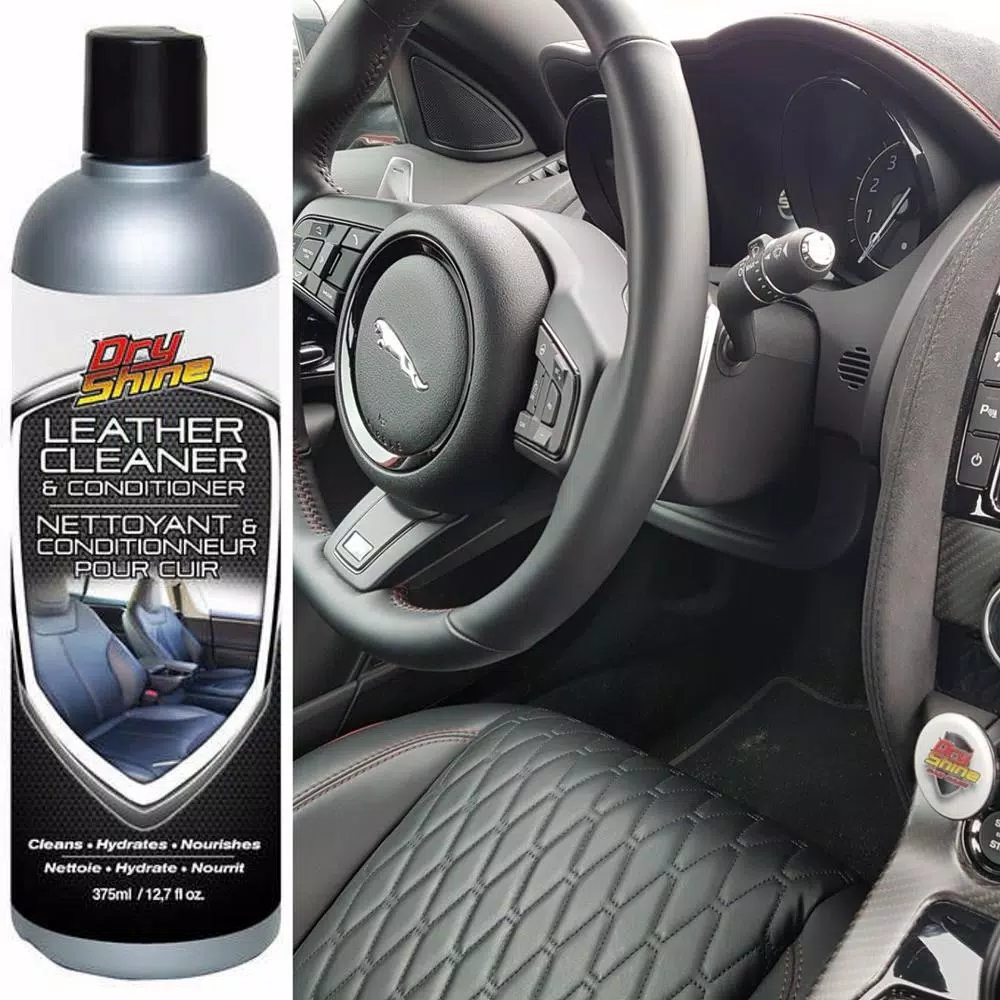 Dry Shine Leather Cleaner and Conditioner 12.7 oz. with 2-Pack Microfiber Towels