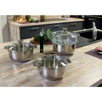 Cristel Tulipe 8-Piece Stainless Steel Saucepan Set with Removable Handle and Steamer thumbnail 2