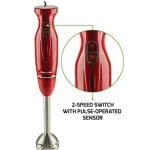 Ovente 300W Immersion Blender, 2-Speed Handheld Stick Mixer with Stainless Steel Blades, Red (HS560R) thumbnail 2
