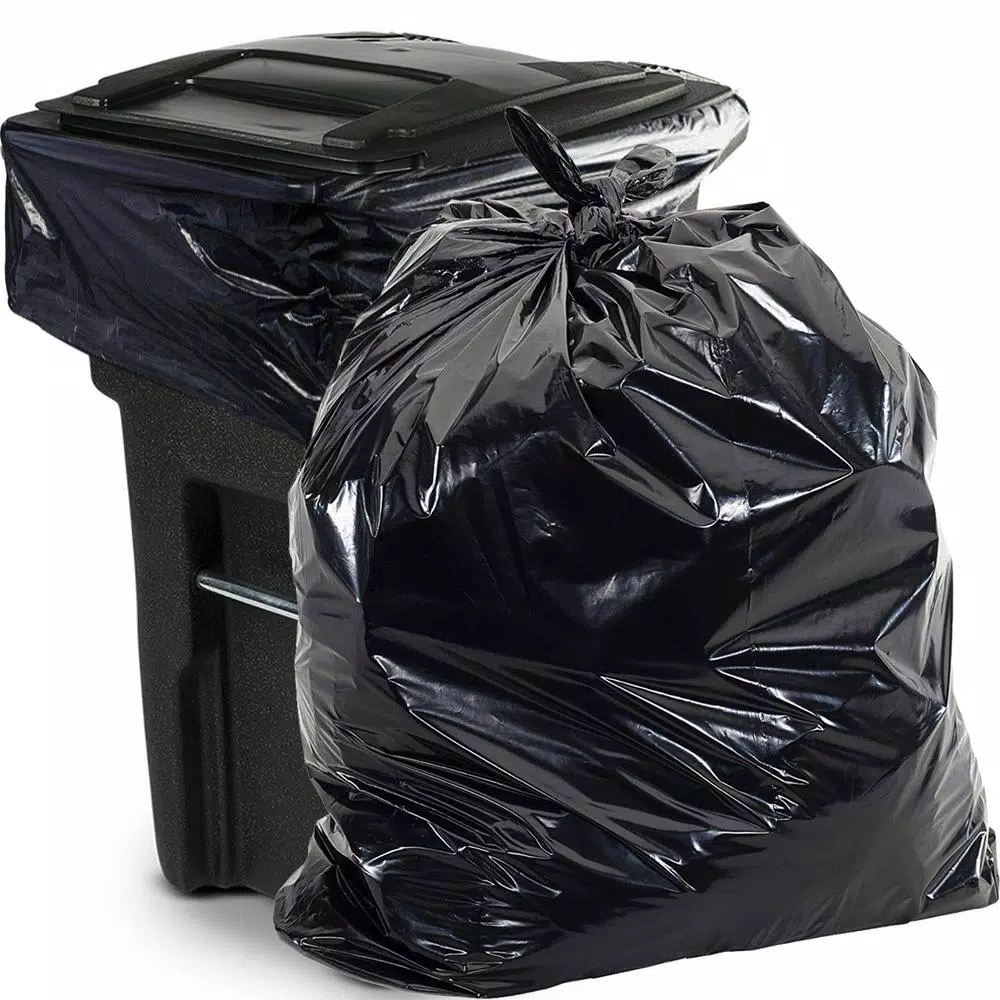 Aluf Plastics 65 Gal. Heavy-Duty Black Trash Bags, 1.5 Mil Thickness, 50 Count