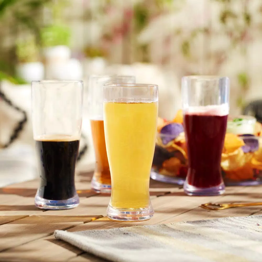 Libbey Indoors Out 4-Piece Break-Resistant Tritan Pilsner Glass Set, 14 oz