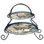 Certified International Harvest Gatherings 9 in. 2-Tier Earthenware Server thumbnail 1