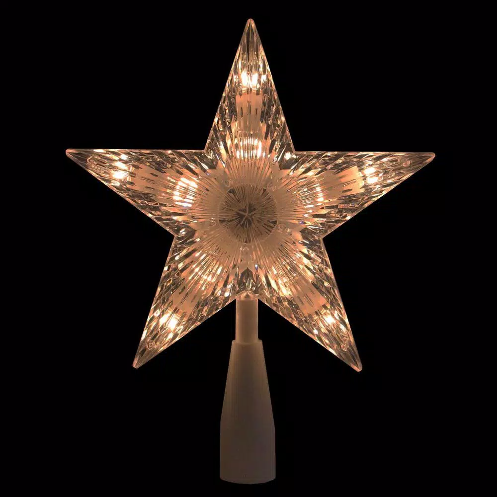 Northlight 7 in. Traditional 5-Point Star Christmas Tree Topper with Clear Mini Lights
