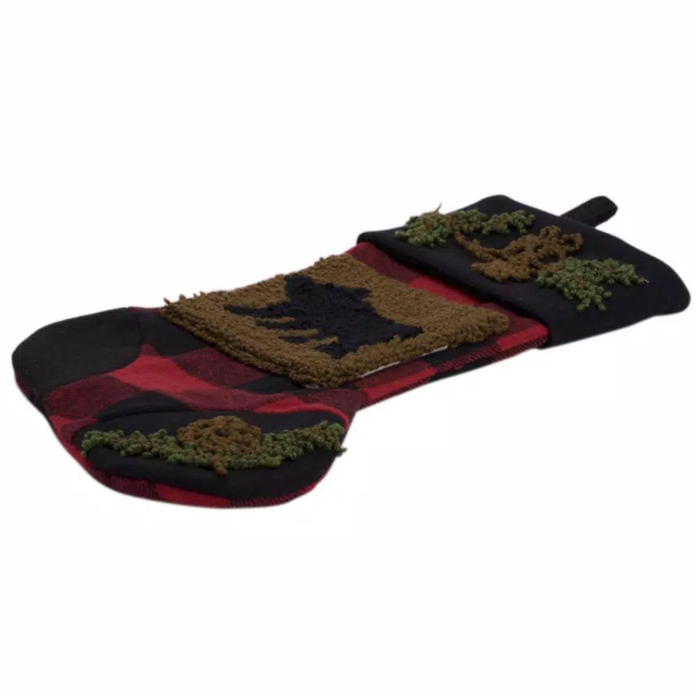 Glitzhome Plaid Bear Rug Hooked Christmas Stockings, 2-Pack