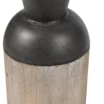 Winsome House 2-Piece Handcrafted Iron and Wood Vase Set, Rustic Dark Brown and Natural Wood Table Vases thumbnail 2