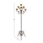 LITTON LANE 61 in. Brown Iron Scroll Design 7-Light Candelabra Floor Stand thumbnail 4