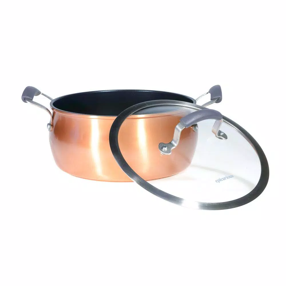 Epicurious 5 Qt. Hard-Anodized Aluminum Nonstick Chili Pot with Glass Lid, Copper