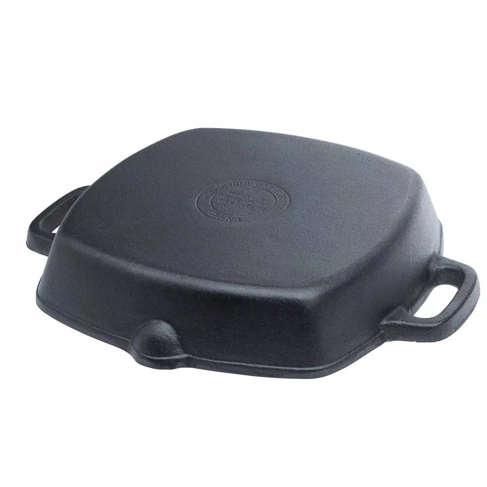 Basic Essentials 10 in. Square Cast Iron Nonstick Grill Pan, Black