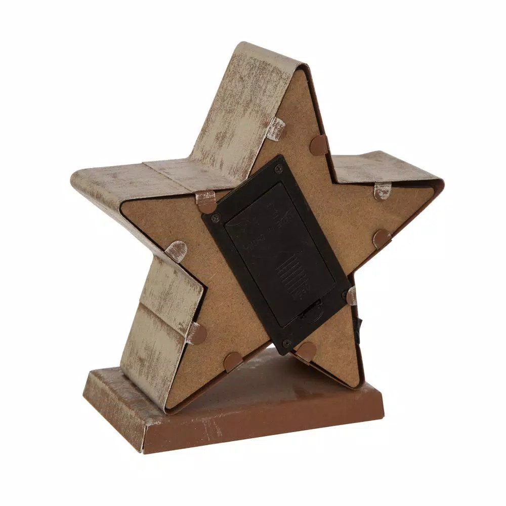 Glitzhome 7.5 in. Marquee LED Lighted Star Christmas Stocking Holder, Gold