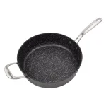 MasterPan Granite Ultra 5 qt. Cast Aluminum Nonstick Saute Pan with Glass Lid, Black thumbnail 3