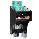 Mind Reader Wall Mount Coffee Station Organizer with 4 Mug Hooks and Heat-Resistant Pod Storage thumbnail 2