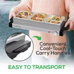 NutriChef 21.9 in. Stainless Steel 3-Plate Electric Buffet Server Food Warming Tray thumbnail 8