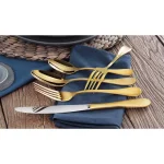 Artaste Rain 20-Piece 18/10 Stainless Steel Flatware Set, Gold Titanium Finish, Service for 4 thumbnail 4